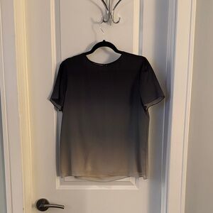 Theory Ombre Black to Cream Blouse